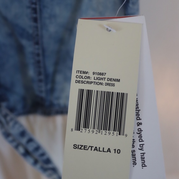 GUESS JEANS Girls Tie-Front Denim & Chiffon  Dress  Size 10 - Picture 6 of 8